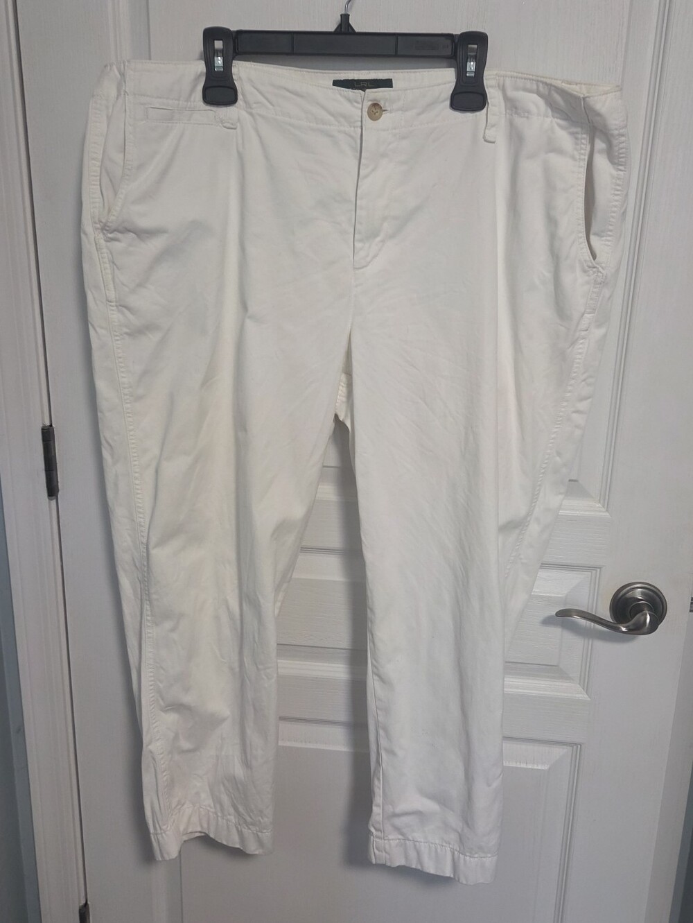 Ralph Lauren Pants Newbury White Cropped Cotton Womens Plus 20W